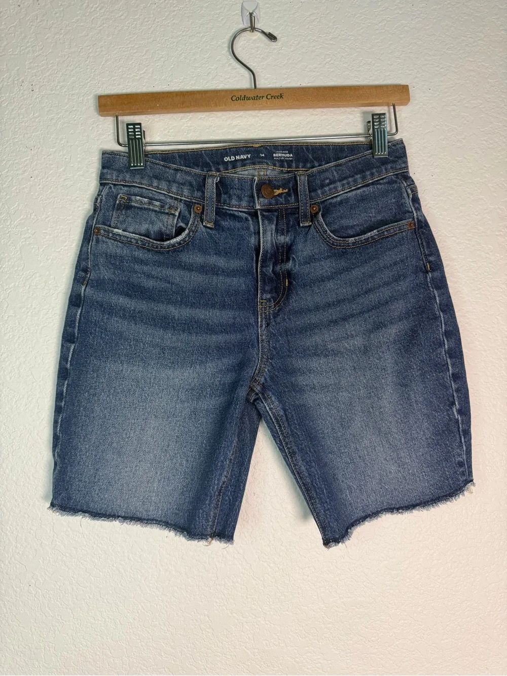 Old Navy Girls High-Rise Bermuda Shorts - Dark Blue Denim, Size 14 (girls)